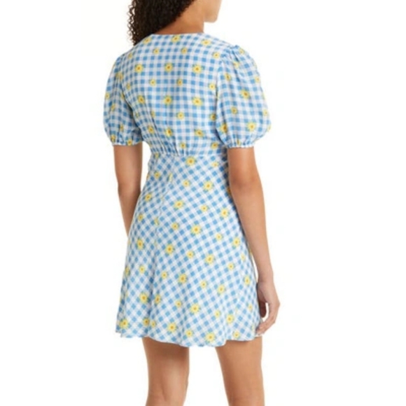 STAUD Milla Mini Dress in Gingham Daisy Plaid Size 12 New With Tags - Picture 2 of 8